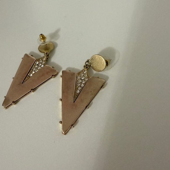 Elegant Gold Triangle Drop Earrings - Picture 2 of 3